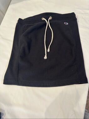 Champion Black Mini Skirt with Contrast Drawstring